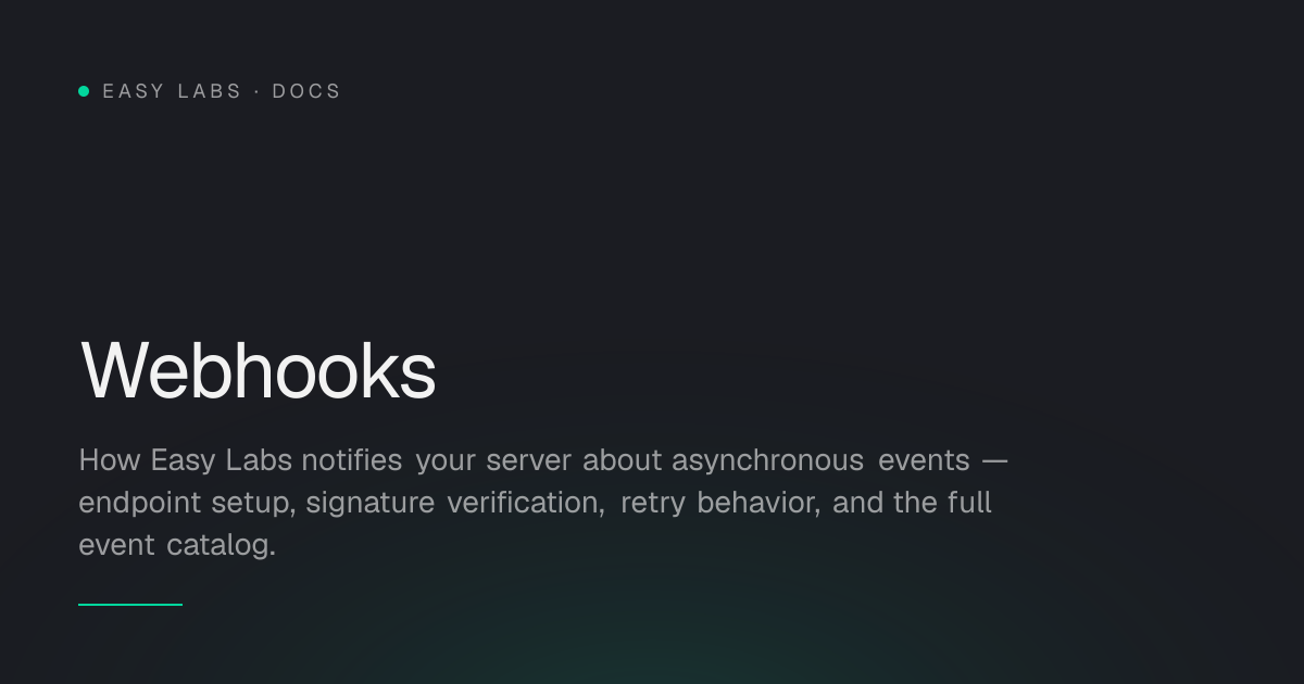 Webhooks — Easy Labs Docs